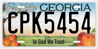 GA license plate CPK5454