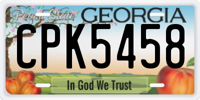 GA license plate CPK5458
