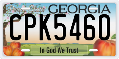 GA license plate CPK5460