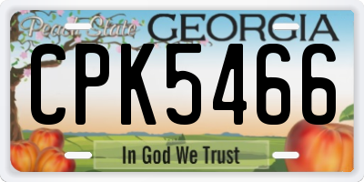 GA license plate CPK5466
