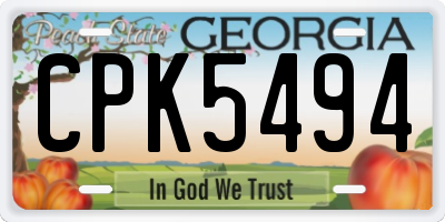 GA license plate CPK5494
