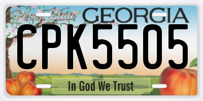 GA license plate CPK5505