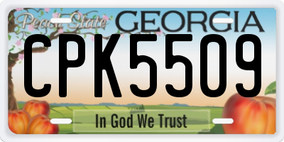 GA license plate CPK5509