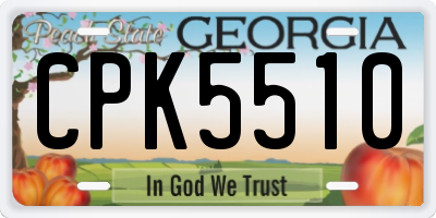 GA license plate CPK5510