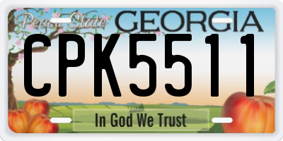 GA license plate CPK5511