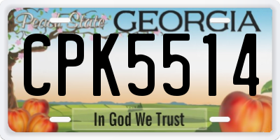 GA license plate CPK5514