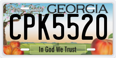 GA license plate CPK5520