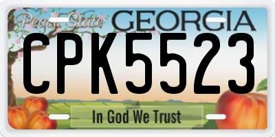 GA license plate CPK5523