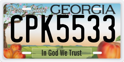 GA license plate CPK5533