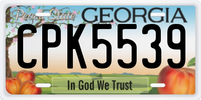 GA license plate CPK5539