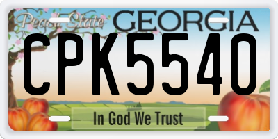GA license plate CPK5540