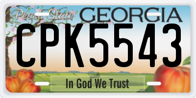 GA license plate CPK5543