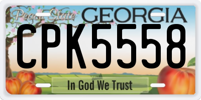 GA license plate CPK5558