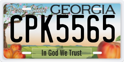 GA license plate CPK5565