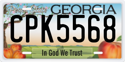 GA license plate CPK5568