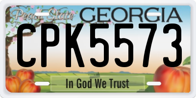 GA license plate CPK5573