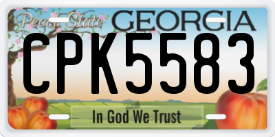 GA license plate CPK5583