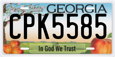 GA license plate CPK5585