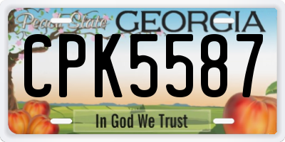 GA license plate CPK5587