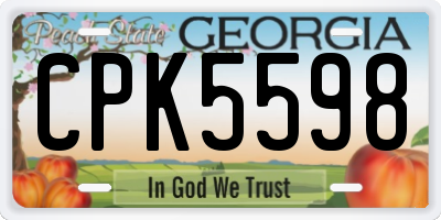 GA license plate CPK5598