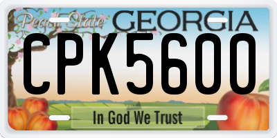 GA license plate CPK5600