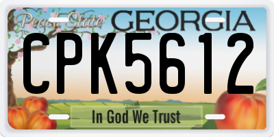 GA license plate CPK5612
