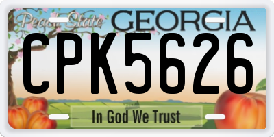 GA license plate CPK5626