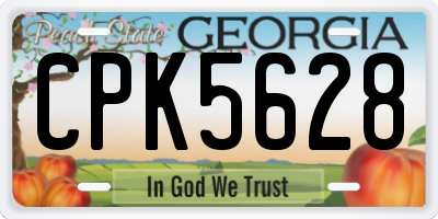 GA license plate CPK5628