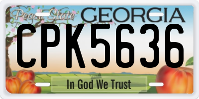 GA license plate CPK5636