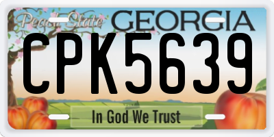 GA license plate CPK5639