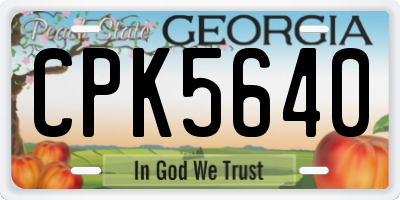 GA license plate CPK5640