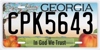 GA license plate CPK5643