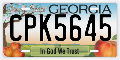 GA license plate CPK5645