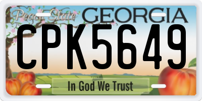 GA license plate CPK5649