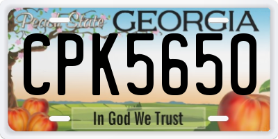GA license plate CPK5650