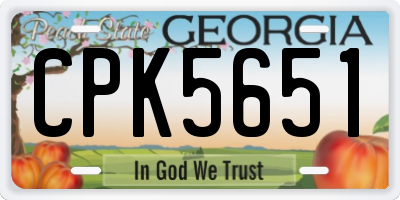 GA license plate CPK5651