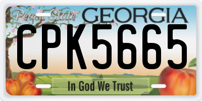 GA license plate CPK5665