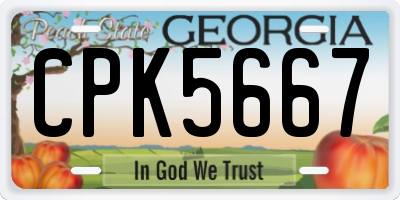 GA license plate CPK5667