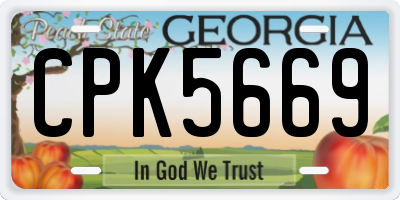 GA license plate CPK5669