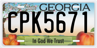 GA license plate CPK5671