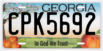 GA license plate CPK5692