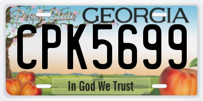 GA license plate CPK5699