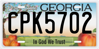 GA license plate CPK5702