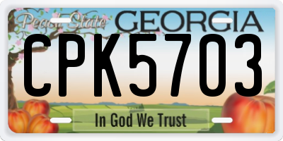 GA license plate CPK5703