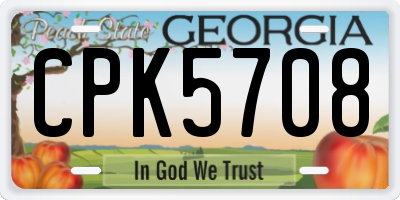 GA license plate CPK5708