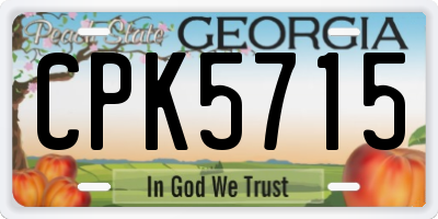 GA license plate CPK5715