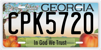 GA license plate CPK5720