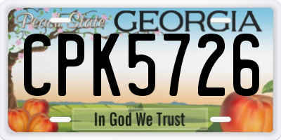 GA license plate CPK5726