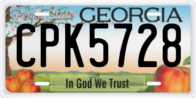 GA license plate CPK5728