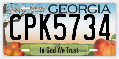GA license plate CPK5734